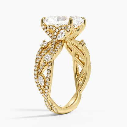 Grand Secret Garden Diamond Ring - Radiant Cut Center Stone