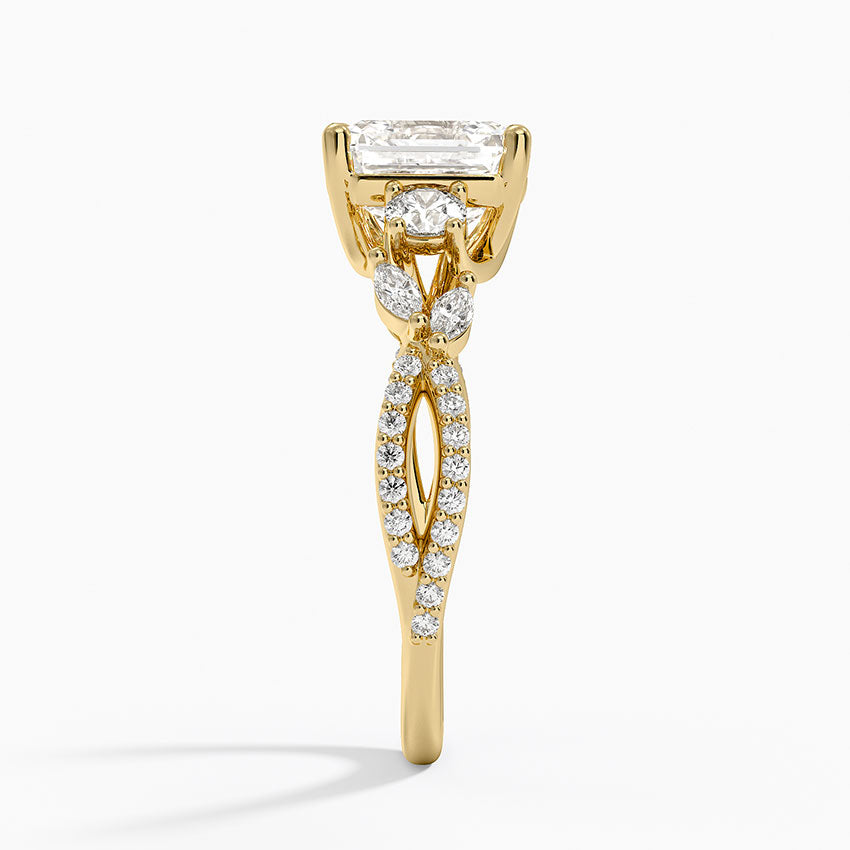Luxe Willow Three Stone Diamond Ring (1/2 ct. tw.) - Asscher Cut Center Stone