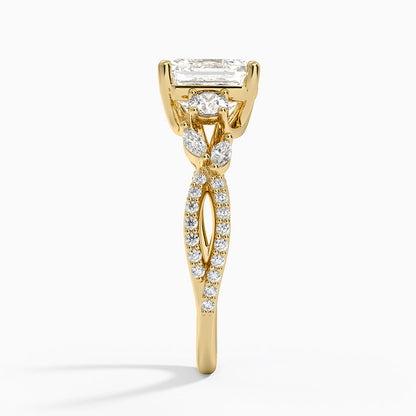 Luxe Willow Three Stone Diamond Ring (1/2 ct. tw.) - Asscher Cut Center Stone