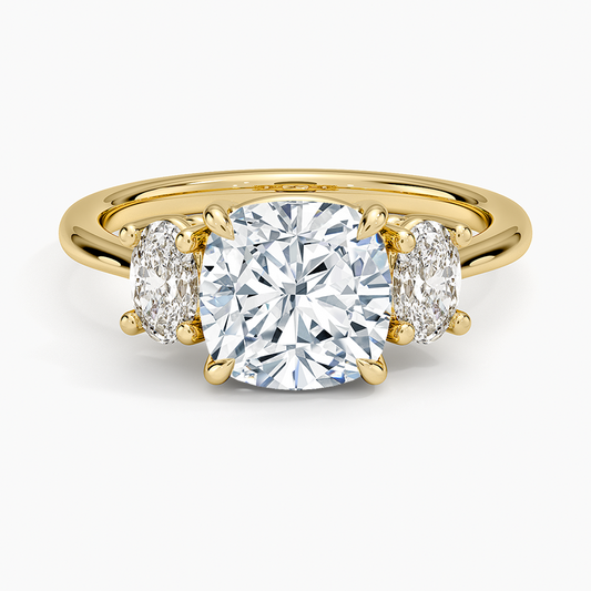 Oval-Cut Three Stone Diamond Ring (1/2 ct. tw.) - Cushion Cut Center Stone