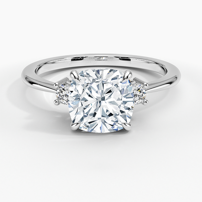 Petite Selene Three Stone Diamond Ring (1/10 ct. tw.) - Cushion Cut Center Stone