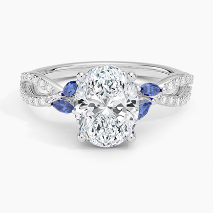 Luxe Willow Sapphire and Diamond Ring (1/8 ct. tw.) - Oval Center Stone