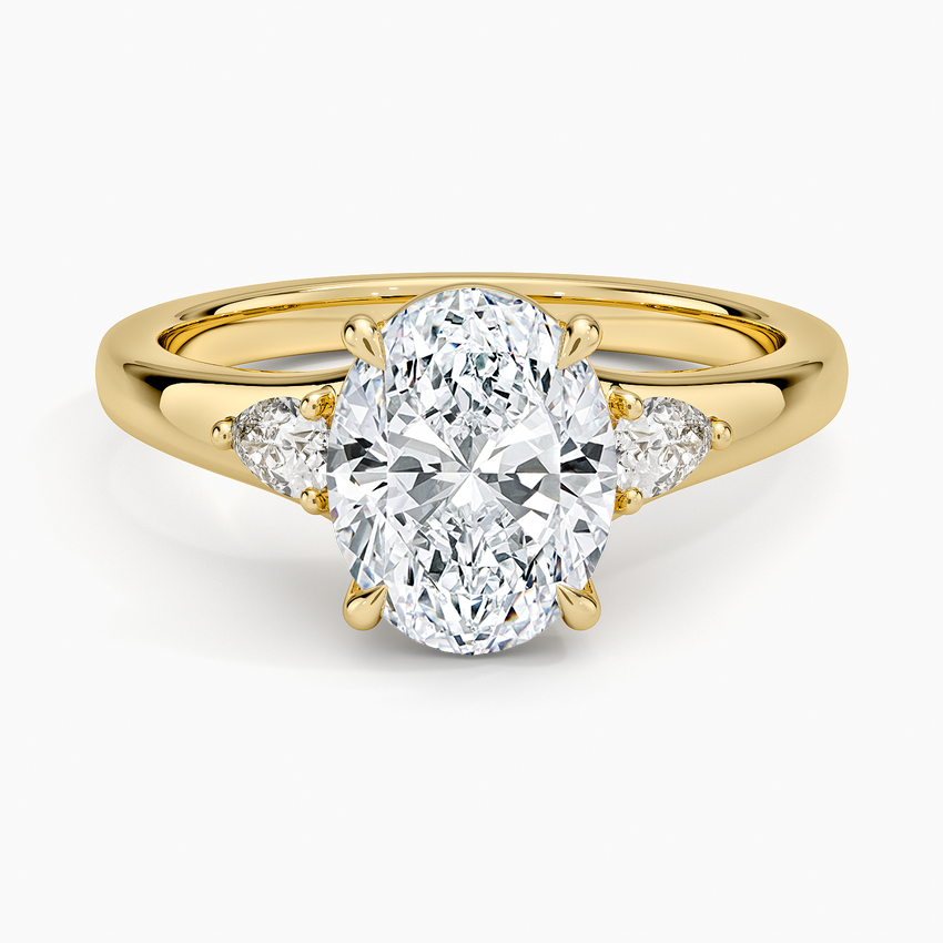 Aria Three Stone Signet Diamond Ring (1/4 ct. tw.) - Oval Cut Center Stone