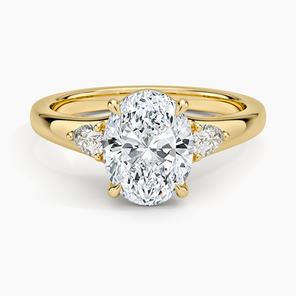 Aria Three Stone Signet Diamond Ring (1/4 ct. tw.) - Oval Cut Center Stone