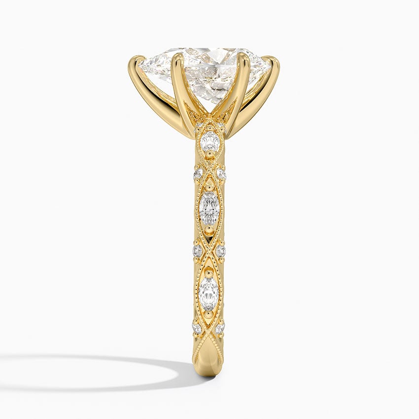 Celestia Milgrain Diamond Ring (1/4 ct. tw.) - Pear Center Stone