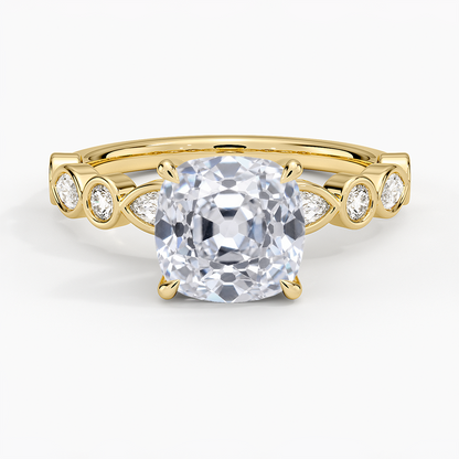 Versailles Bezel Diamond Ring - Old Mine Cut Center Stone