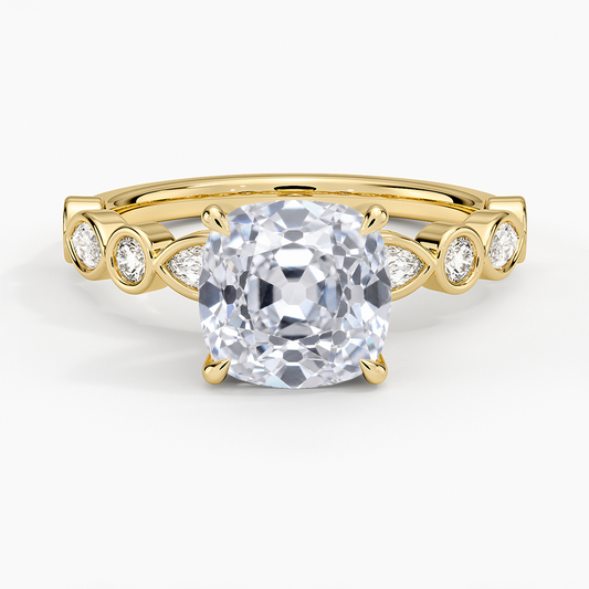 Versailles Bezel Diamond Ring - Old Mine Cut Center Stone