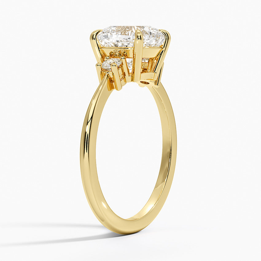 Petite Selene Three Stone Diamond Ring (1/10 ct. tw.) - Cushion Cut Center Stone