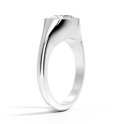 East-West Bezel Solitaire Signet Ring