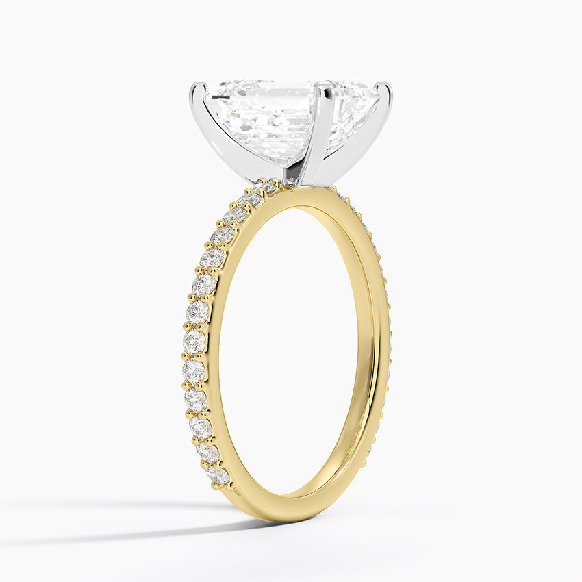 Petite Shared Prong Three-Quarter Coverage Diamond Ring (1/3 ct. tw.) - Emerald Cut Center Stone