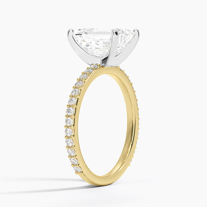 Petite Shared Prong Three-Quarter Coverage Diamond Ring (1/3 ct. tw.) - Emerald Cut Center Stone