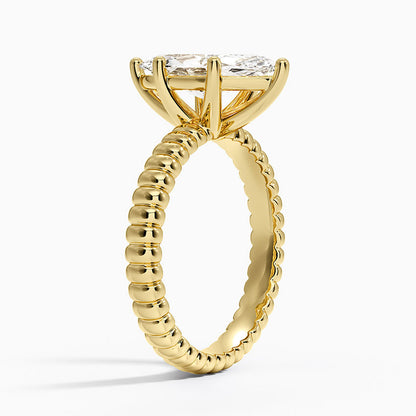 Petra Textured Solitaire Ring - Marquise Center Stone