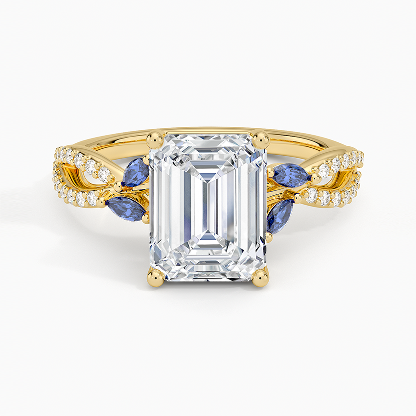Luxe Willow Sapphire and Diamond Ring (1/8 ct. tw.) - Emerald Cut Center Stone