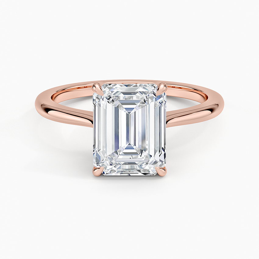 Elle Solitaire Ring - Emerald Cut Center Stone