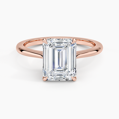 Elle Solitaire Ring - Emerald Cut Center Stone