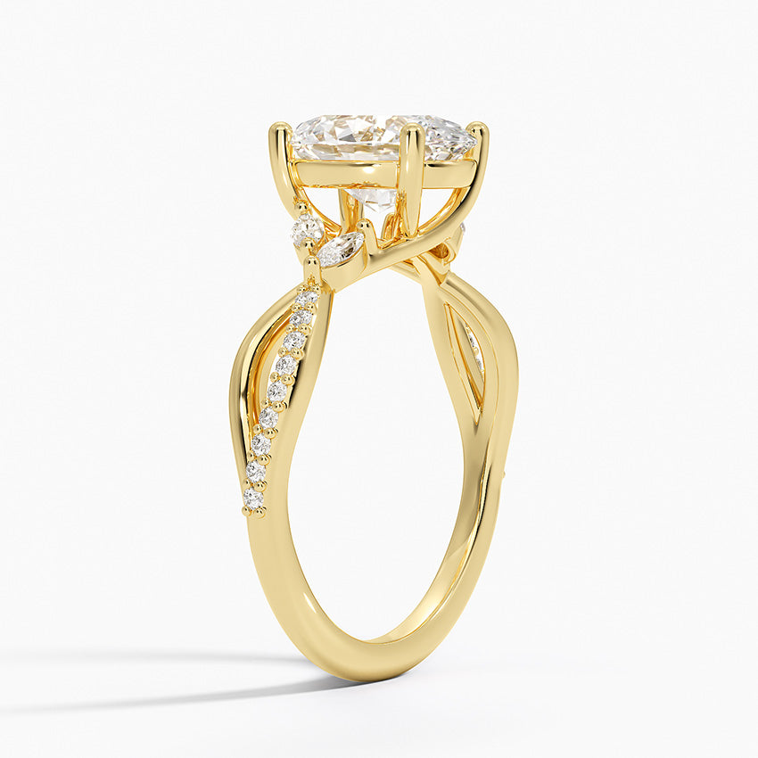 Petite Twisted Willow Diamond Ring - Oval Center Stone