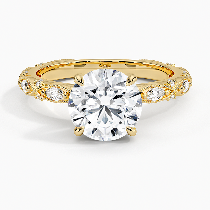 Celestia Milgrain Diamond Ring (1/4 ct. tw.) - Round Center Stone