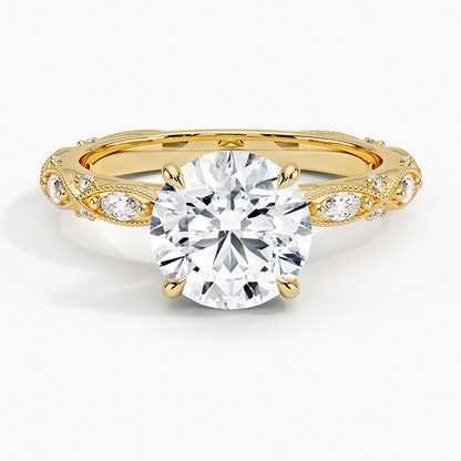 Celestia Milgrain Diamond Ring (1/4 ct. tw.) - Round Center Stone