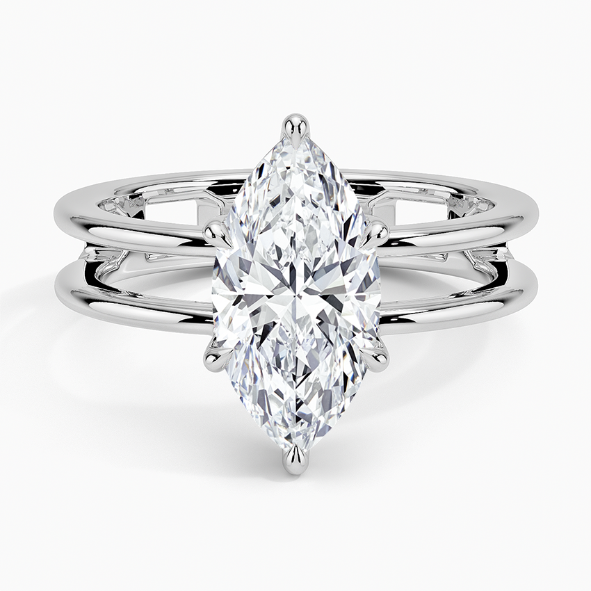 Aimee Open Double Band Solitaire Ring - Marquise Center Stone