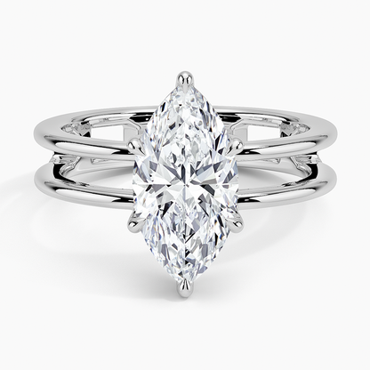 Aimee Open Double Band Solitaire Ring - Marquise Center Stone