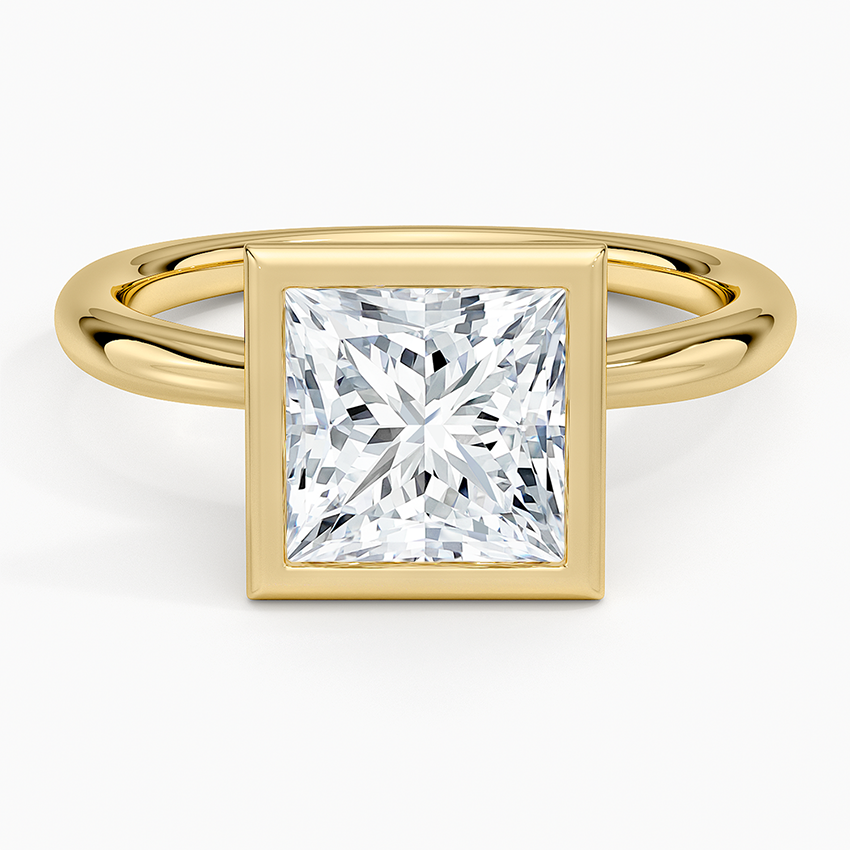 Freesia Bezel Solitaire Ring - Princess Cut Center Stone