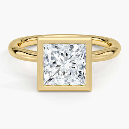 Freesia Bezel Solitaire Ring - Princess Cut Center Stone