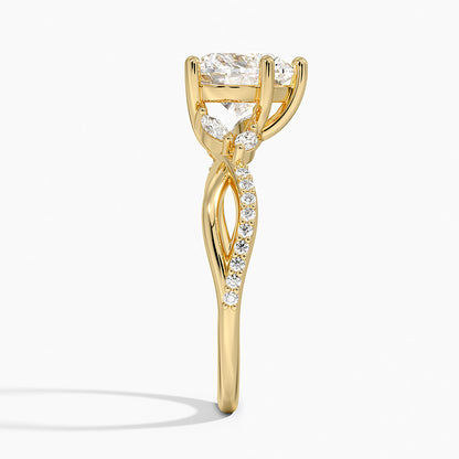 Petite Twisted Willow Diamond Ring - Heart Center Stone