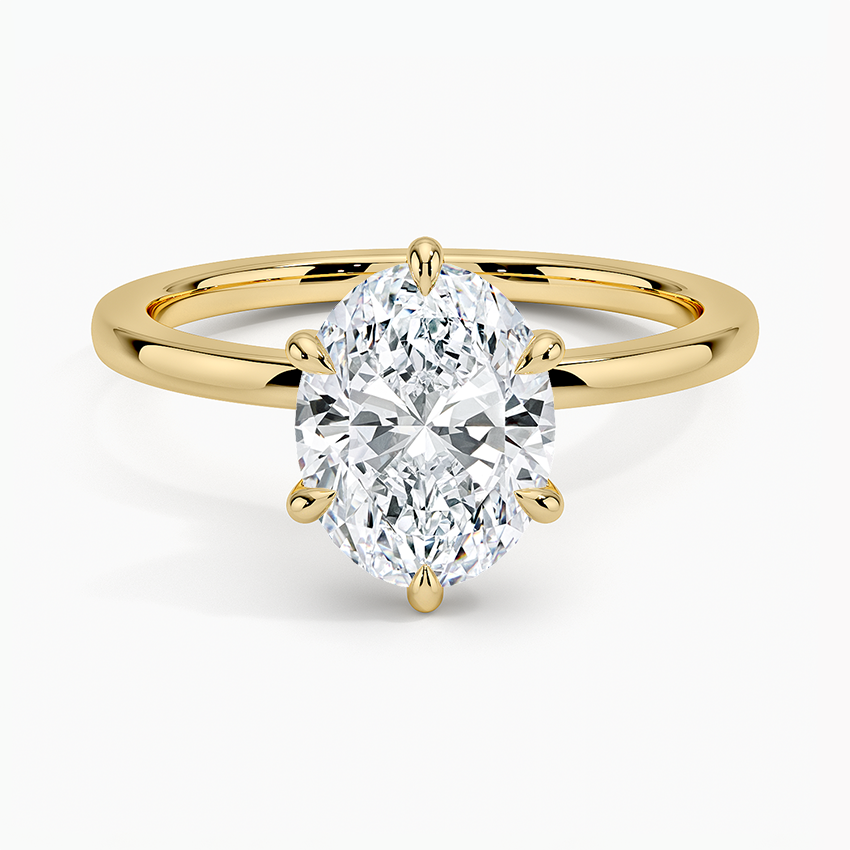 Secret Halo Six-Prong Diamond Ring - Oval Center Stone