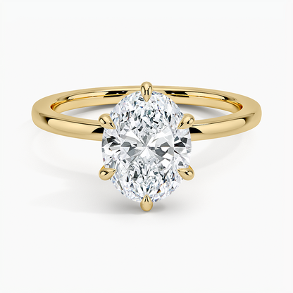 Secret Halo Six-Prong Diamond Ring - Oval Center Stone