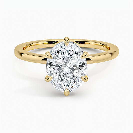 Secret Halo Six-Prong Diamond Ring - Oval Center Stone
