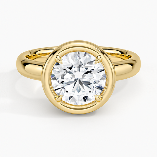 Andrea Bezel Prong Ring - Round Center Stone