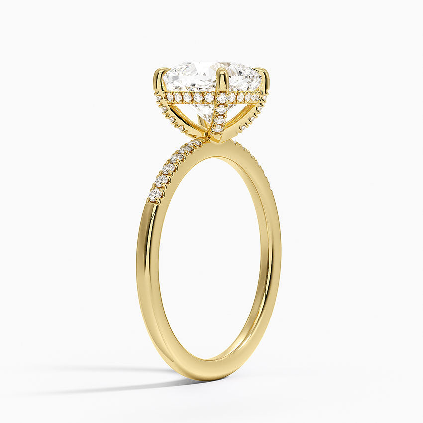 Viviana One-Quarter Coverage Diamond Ring - Cushion Cut Center Stone
