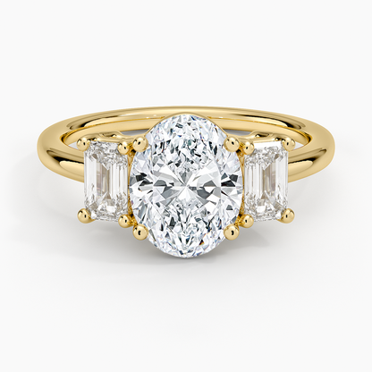 Luxe Rhiannon Three Stone Diamond Ring (3/4 ct. tw.) - Oval Cut Center Stone