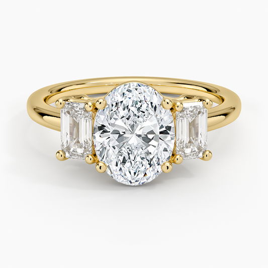 Luxe Rhiannon Three Stone Diamond Ring (3/4 ct. tw.) - Oval Cut Center Stone