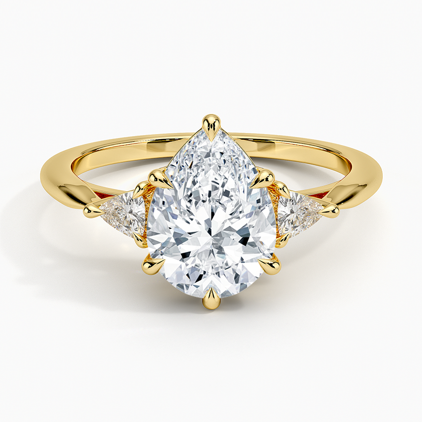 Trillion Cut Three Stone Diamond Ring - Pear Cut Center Stone