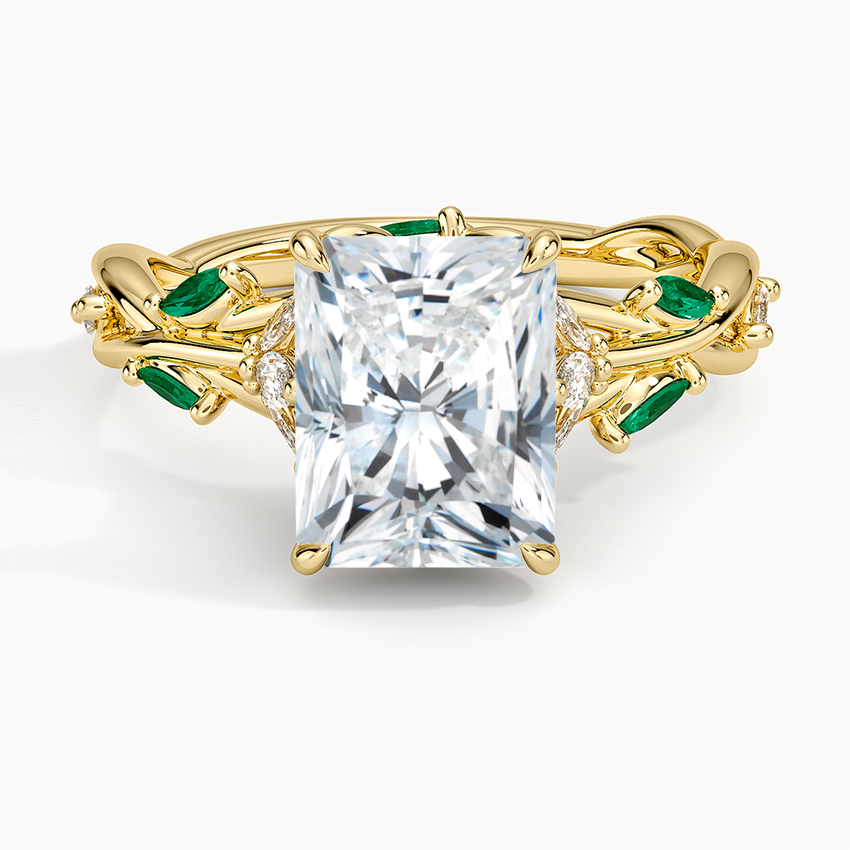 Secret Garden Lab Emerald and Diamond Ring (1/4 ct. tw.) - Radiant Cut Center Stone
