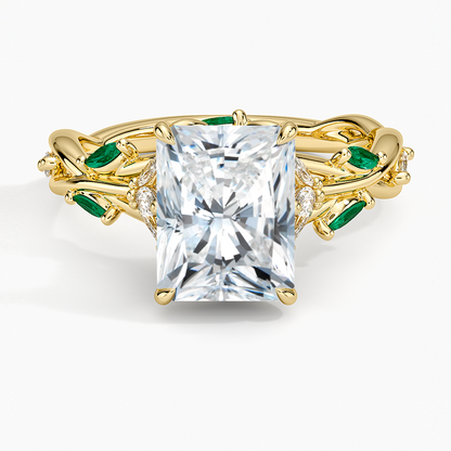 Secret Garden Lab Emerald and Diamond Ring (1/4 ct. tw.) - Radiant Cut Center Stone