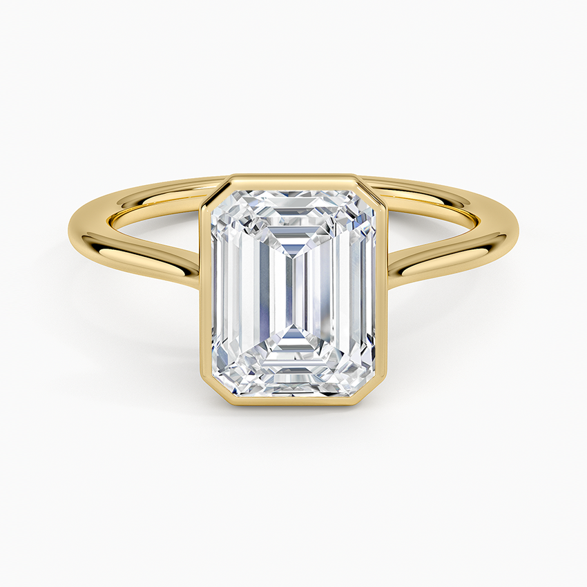 Petite Luna 1.5mm Bezel Ring - Emerald Cut Center Stone