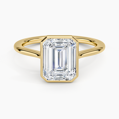 Petite Luna 1.5mm Bezel Ring - Emerald Cut Center Stone