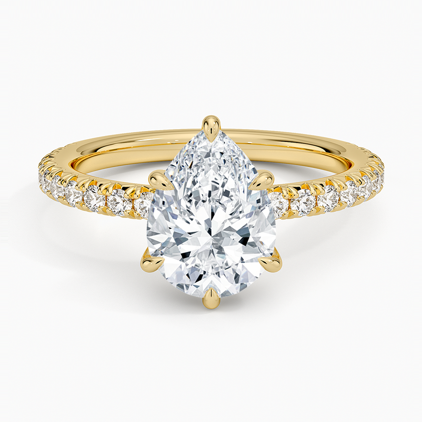 Amelie Three-Quarter Coverage Diamond Ring - Pear Center Stone