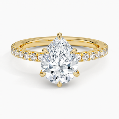 Amelie Three-Quarter Coverage Diamond Ring - Pear Center Stone