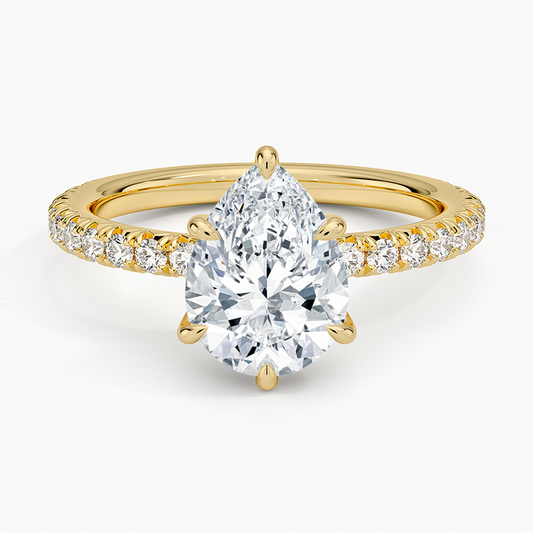 Amelie Three-Quarter Coverage Diamond Ring - Pear Center Stone