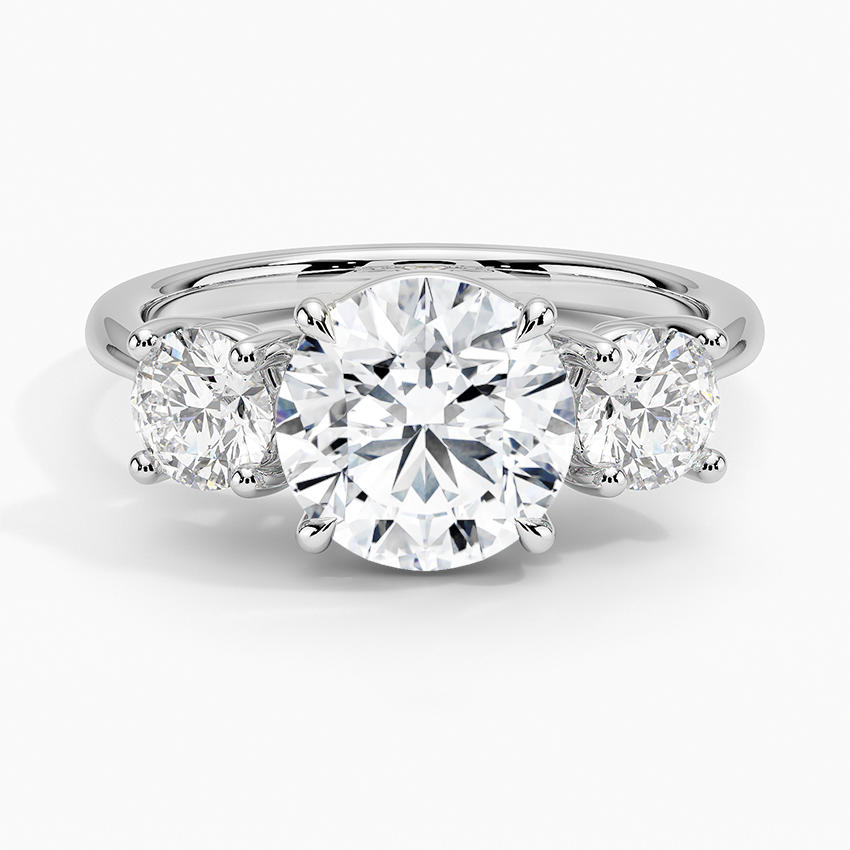 Luxe Selene Three Stone Diamond Ring (2/3 ct. tw.) - Round Center Stone