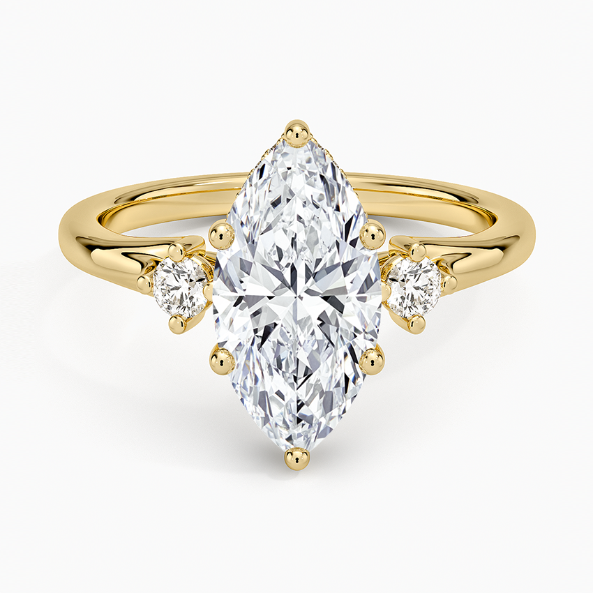 Floating Three Stone Diamond Ring - Marquise Center Stone