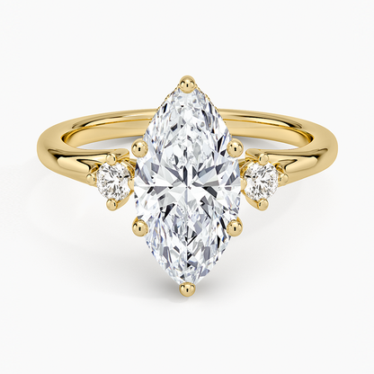 Floating Three Stone Diamond Ring - Marquise Center Stone