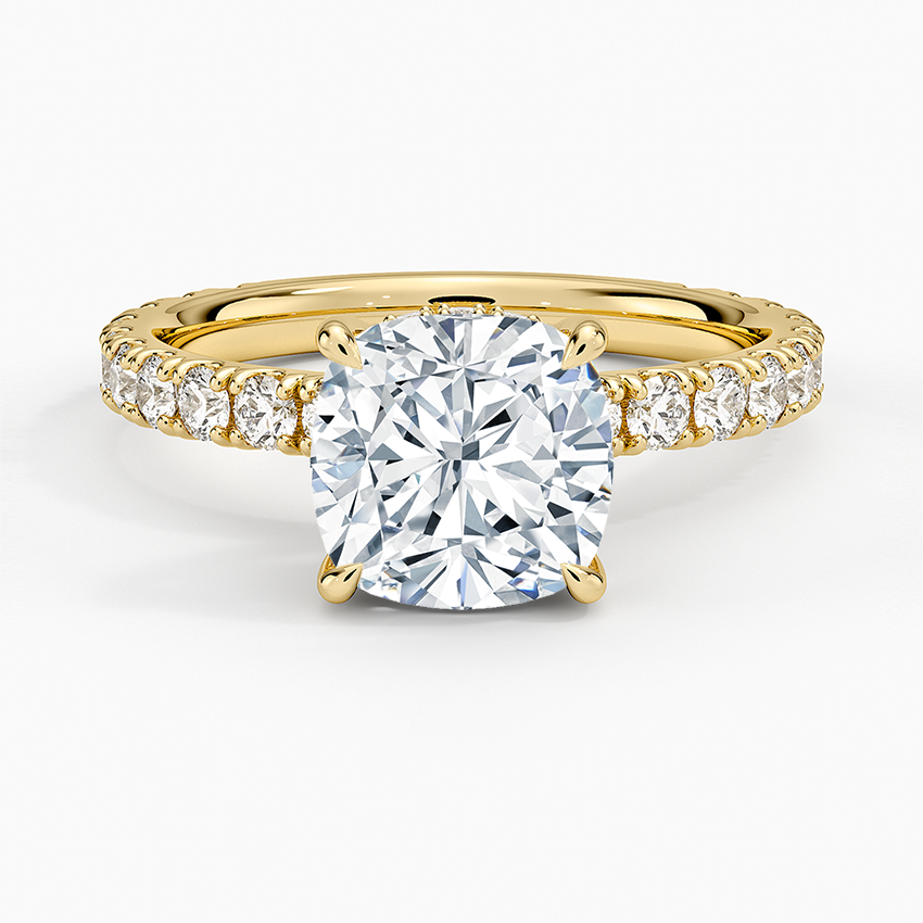 Grand Perfect Fit Three-Quarter Diamond Ring - Cushion Cut Center Stone