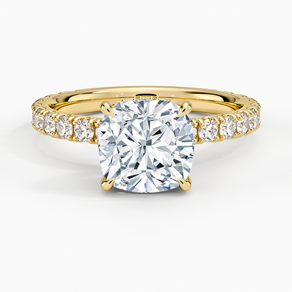 Grand Perfect Fit Three-Quarter Diamond Ring - Cushion Cut Center Stone