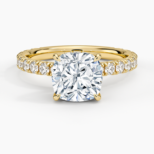 Grand Perfect Fit Three-Quarter Diamond Ring - Cushion Cut Center Stone