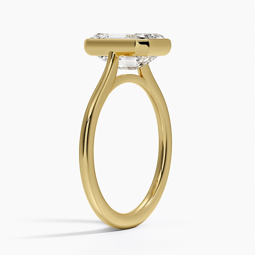 Petite Luna 1.5mm Bezel Ring - Emerald Cut Center Stone