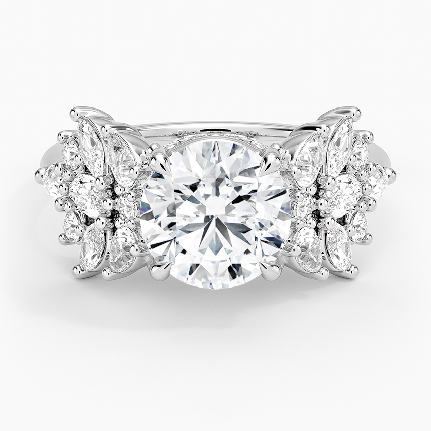 Grand Nadia Diamond Ring - Round Center Stone